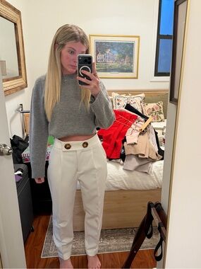 Zara white high waist trousers
